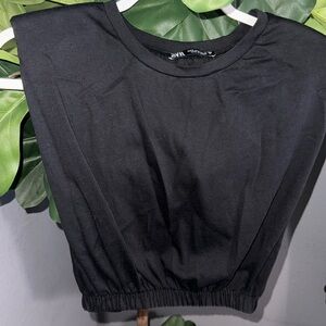 Basic black crop top Zara size small